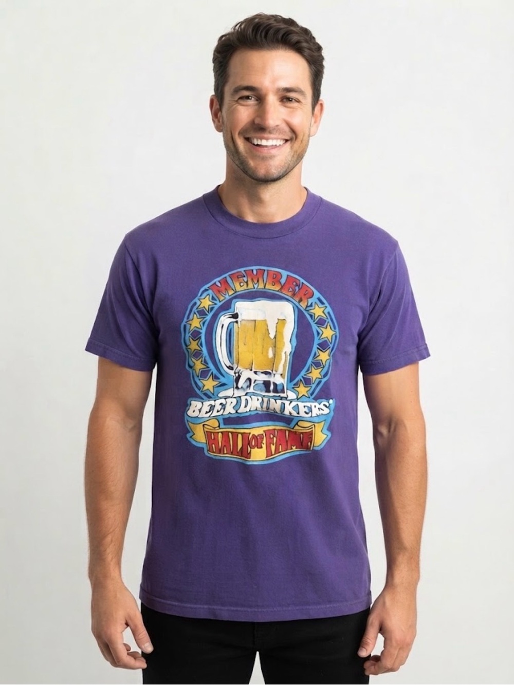 Vintage 80s Members Beer Drinkers Hall Of Fame Single Stitch Graphic Tee M